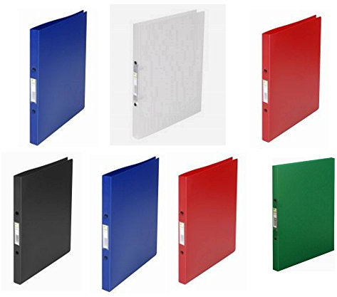 Ringbuch A4, 2-Ringmechanik, Ø 16 mm, sortiert, 7 Stück - 7 Farben, Ringbücher