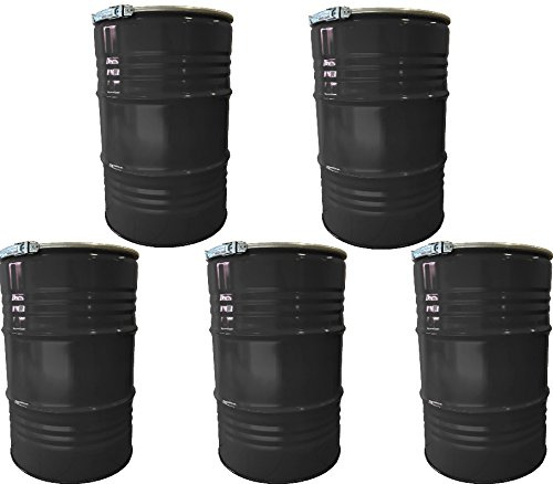 Srm - Design 5 x Metallfäßer Volumen 210 Liter Blechfass Fass Ölfass Tonne mit Deckel Schwarz NEU