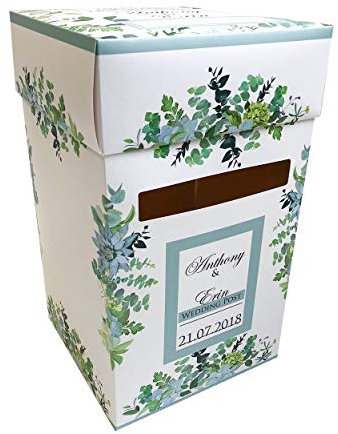 Wedding Post Box Personalised for Cards by Paper Themes - Blue Floral