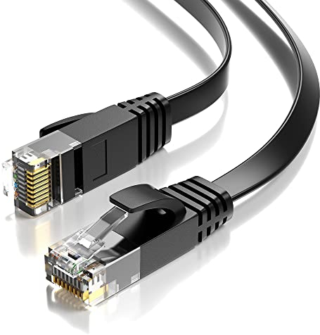 JAMEGA – 4m Cat.6 Netzwerkkabel/Flachbandkabel Patchkabel Ethernet LAN / RJ45 Kabel Verlegekabel Flach in schwarz | 1 Gbit/s | 250Mhz | kompatibel zu CAT.5 / Cat.5e / CAT.6
