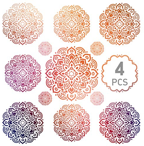 Kesote 4x Schablonen Mandala Wiederverwendbar Dotting Schablone für Basteln DIY (5 cm, 15 cm, 20 cm, 30 cm)