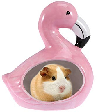 POPETPOP Keramik Hamster Hideout Nest-Hamster Sandbad-Chinchilla Staubbad-Sommer Cooles Kleintier Haustier Nisten Lebensraum Käfig-Flamingo Design