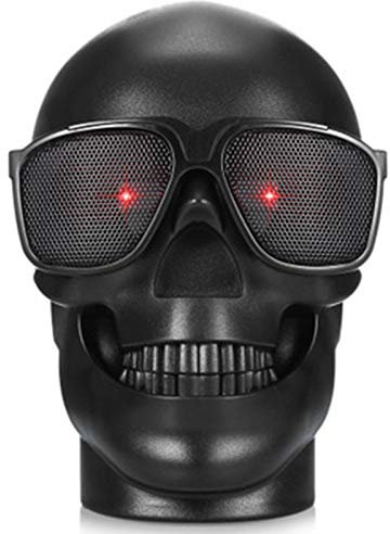 LONGROOM Haut-Parleur sans Fil Bluetooth Skull, Haut-Parleur stéréo Portable Haut-parleurs de Caisson de Basses HD USB Bass Audio adapté aux Voyages de fêtes en intérieur et en extérieur Noir