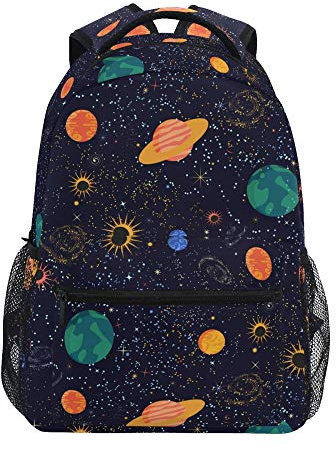 Children's Backpack, Schoolbag Galaxy Space Earth Starry Sky Large Capacity Students Bookbag Rucksack Knapsack for Boys Girls Adults Teen