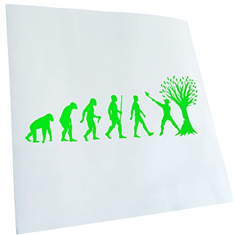 Kiwistar - Autoaufkleber - Evolution Holzfäller Axt extrem - neongrün - 50x18cm - Aufkleber für Auto, Laptop, Fahrrad, LKW, Motorrad mehrfarbig JDM Decal Racing