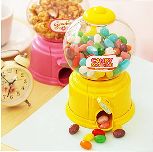 TOSSPER Mignon Mini Machine À Bonbons Machine Bulle Gumball Distributeur De Gumball Jouet Enfants Coïntrice Banque Cadeau d'anniversaire pour Garçons Filles Jaunes
