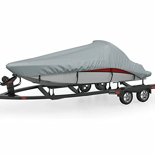 Festnight Lona para Barco, Equipada con una Correa de liberación rápida y una Bolsa de Almacenamiento, Funda para Barco Funda para Barco Gris 760 x 430 cm Tela Oxford, Revestimiento PA