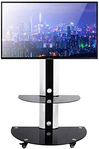 BUYAOBIAOXL TV Ständer TV Wagen Bodenständer for 32/ 50 / 55 Flat Screen TV, Swivel Universal TV Regal for Privatanwender Krankenhäuser Klassenzimmer, Schwarz, Last 45kg