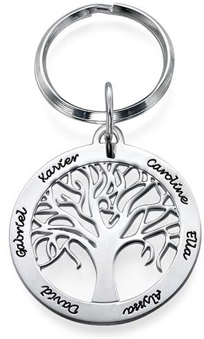 MYKA – Personnalisé Bracelet Porte-clés Arbre de vie Personnalisé en Argent – Gravé NomeBijoux - Cadeau Pour Lui - Cadeau De Papa (925 Argent)
