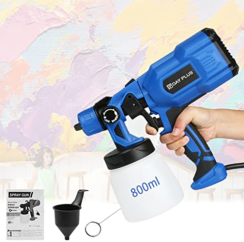 Farbsprühsystem, Farbspritzpistole mit 3 Spritzmuster,Elektro Sprühpistole HVLP 450ml/min,800ml-Behälter,Lackierpistole mit verstellbarem Luft- und Farbfluss für Lasuren Wandfarbe Desinfektionsmittel