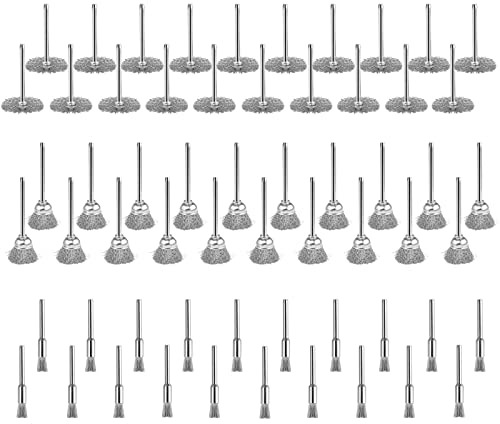 BRESUCNY Schleifbürste Set, 60 Stücke Edelstahlbürste Drahtbürste für Dremel Bohrmaschine Akkuschrauber Bohrmaschine, 7mm 15mm 25mm Pinselbürste für Polier Schleifen Reinigung