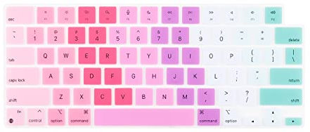 Boaulee Silicone Keyboard Cover for MacBook Air 13.6 15.3 M4 A3240 A3241 2023/for MacBook Pro 14 16 A2781 A2779 A2780 A2442 A2991 A2992 A2485,Keyboard Protector (Rainbow)