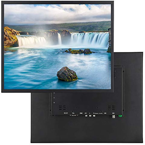 Monitor TFT, Monitor de Pantalla TFT HD de 1280x1024 de 19 Pulgadas Monitor Industrial de Metal Integrado con Entrada VGa HDMI AV, Pantalla Ultra Grande 4: 3, para CCTV, Cajero Automático,(EU)
