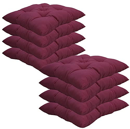 NYVI Stuhlkissen 38x38 cm ComfySeat Beere 8er Set - Sitzkissen mit 6 cm Comfort Sitzpolster - Indoor & Outdoor - Gartenstuhlkissen aus Baumwoll-Mischgewebe - ÖkoTex 100