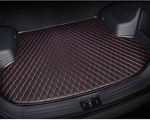Kofferraummatten aus Leder für Kia Niro 2017–2022, 5-Sitzer, Kofferraummatte, staubdicht, Kofferraumauskleidung, kratzfest, Matte, maßgeschneidert, Ladungssicherung, Schwarz-Rot