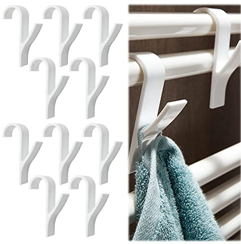 VEGCOO 10 pièces Crochet Radiateur, Crochet pour Radiateurs plastique Blanc,Crochet radiateur sèche serviette, Accroche Serviette Salle de Bain, Crochet pour Salle de Bain, Cuisine(Blanc)