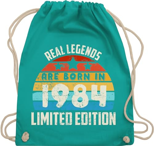 Turnbeutel Rucksack - 40. Geburtstag - Real Legends are born in 1985 Limited Edition Vintage Vierzigster - Unisize - Türkis - geschenkideen+für+frauen+ab+40 40er 1984 beutel 40 frau geschenk