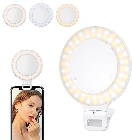 UBeesize Selfie Licht, Handy Licht 3 Lichtmodi Ringlicht Handy USB-Aufladbar Videokonferenz Licht mit Handys, iPads Ringlicht Laptop für Bilder Für Live-Streaming, Vlog