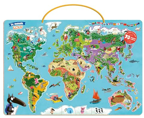 Ma carte du monde magnétique en puzzle - Je découvre le monde avec Loup: Avec 73 magnets à placer