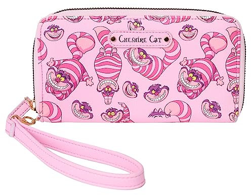 Disney Geldbörse Wristlet Mickey Minnie Mouse Winnie Pooh Reißverschluss Clutch Kunstleder, Grinsekatze pink