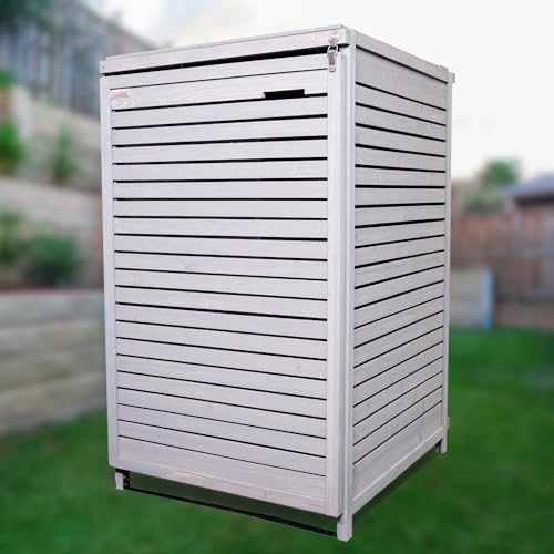 Samuel ALEXANDER 68cm x 1.14m Grey Wooden Outdoor Garden Wheelie Bin Store Storage for 1 Bin - Garden Bin Storage box, Wheelie Bin Hideaways, Bin Shed