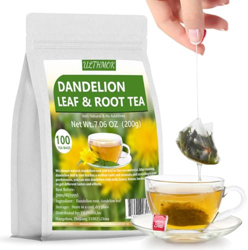 ULTHMOK Premium Dandelion Root & Leaf Tea,100 Tea Bags/7.06Oz,for Liver Detox,100% Natural & No Additives.…