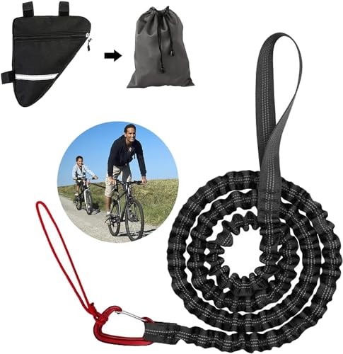WsznhW Fahrrad Abschleppseil, 3 Meter Elastisches Fahrrad Abschleppgurt, Elastischer Recovery Abschleppgurt mit Dreiecktasche Geeignet für Kinderfahrräder, Berg, E-Bikes, Tragfähigkeit 500lbs/225kg