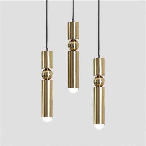 KINLAMS Moderne Pendelleuchten Kronleuchter Esszimmer Innen Lampe Dekoration Zylinder Rohr Goldene Hängelampe Küche Leuchte