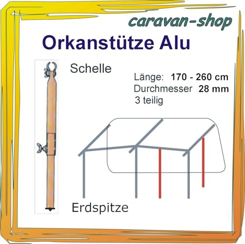 Alu Orkanstütze 28 mm Sturmstütze Zelt-Stange Zeltgestänge Zeltstangen Vorzelt Wohnwagen Caravan