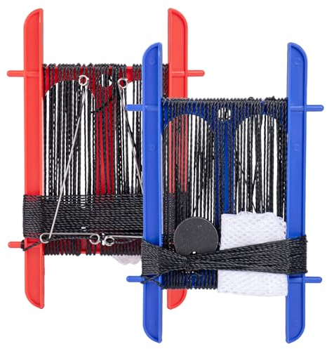 SF Set of 2 Crab Hand Line for Crabbing Colorful Frame with 13M Line, Bait Bag, 0.79oz Weight Block, Crab Fishing Net Line Catch Fish Prawn Crayfish Lobster, Red/Blue