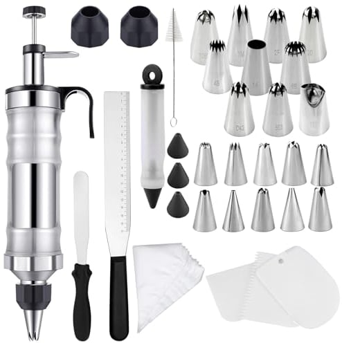 Ziyero Cake Icing Piping Set Cake Decorating Tools Piping Set Cake Decorating Pen Nozzle Kit Icing Syringe Cookies Piping Syringe for Cream Dessert Decorator Baking Tools & Accessories
