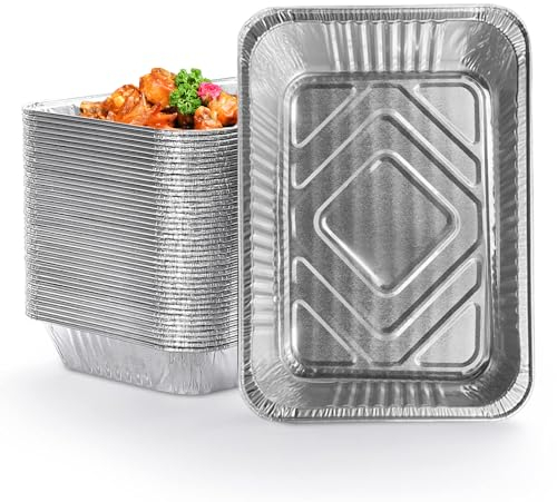 Bandejas de Aluminio 30 Piezas Bandejas Aluminio Desechables 1000 ML Bandejas de Goteo Aluminio Bandeja Aluminio sin Tapa para Hornear Asar Parrilla y Cocinar 23 x 17 x 4cm/1000ml