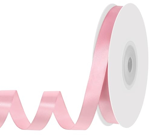 91 Meter Schleifenband Rosa, 15mm Geschenkband Rosa Satinband Dekoband Rosa Band für Geschenkverpackung Basteln Deko Hochzeit Geburtstag Taufe Weihnachten
