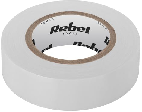 Rebel Isolierband Klebeband Geeignet für PVC, Kunststoff, Aluminium, Stahl und mehr (Weiß, 0,13 mm x 19 mm x 9,15 m)