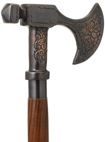 Generic Antique Vintage Walking Stick Cane Victorian Roman wood walking stick Axe Brass Handle Cane Collectible Adult walking cane