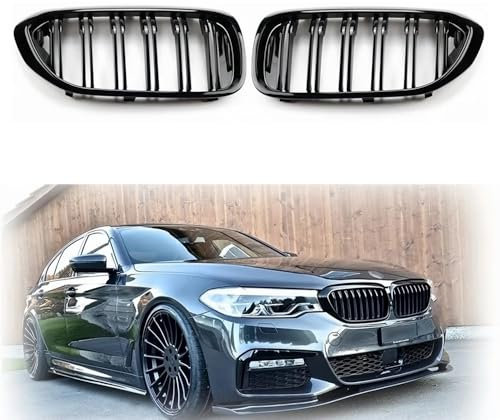 YIGRRO Kühlergrill für 5er G30,Zubehör Sport Frontgrill,Glanz Schwarz Doppelsteg Sport Kühlergrill für BMW 5er G30 G31 (G30 2017-2020, Doppelsteg Glanz Schwarz)
