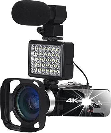 AUBEST Video Camera Camcorder 4K Professional Digital Cameras Blogger Live Cast Streaming Camcorder For UHD 18X Zoom Vlog Webcam Video Recorder(32G SD Card,MIC Light Hood Lens)