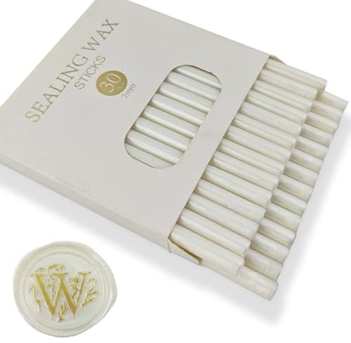 Ioggtser 30 PCS Mini Glue Gun Wax Seal Stick for Stamp, Wedding Invitations, Cards, Envelopes (Pearl White)