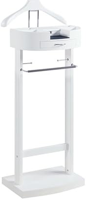 Suixtil Herrengarderobe mit Schubladen und stabilem Gestell Damengarderobe Garderobenständer mit Hosenablage Birke - weiß, nussbaum