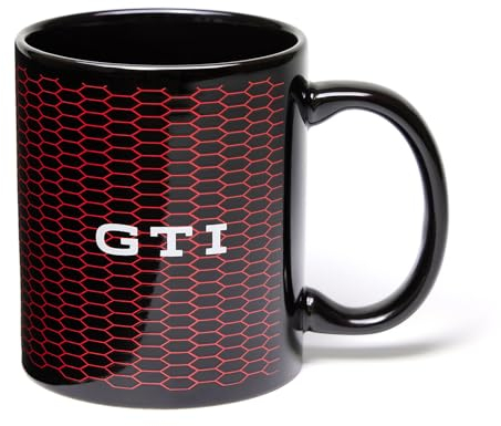 Volkswagen 3A5069601 - Taza de café (300 ml, cerámica, con texto GTI y diseño de panal rojo), color negro