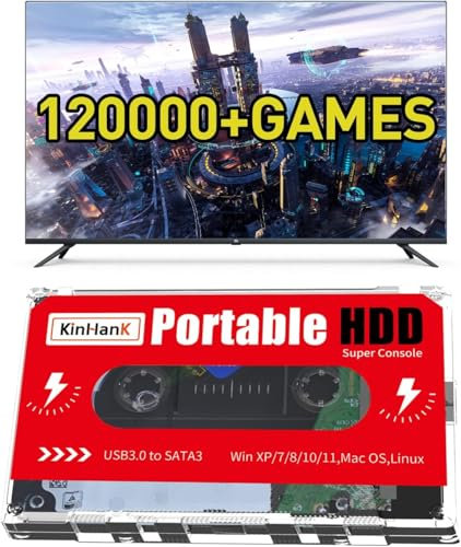Kinhank - Disco Duro Externo portátil 2T HDD Integrado con +120.000 Juegos, Sistema Batocera 33 Compatible con más de 70 emuladores clásicos y AAA, soporta Windows y MacOS - SVP Game (Kinhank 2T)