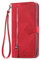 Portefeuille Housse Coque pour Samsung Galaxy A16 Étui en Cuir Flip Cover Sac à Fermeture éclair Housse 360 Etui a Rabat Cover étui Téléphone Voyage Carte Crédit Pochette Rouge