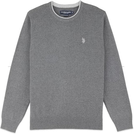 U.S. Polo Solid Jersey Crew Neck Sweater Pullover für Herren, Iron Heather, X-Large