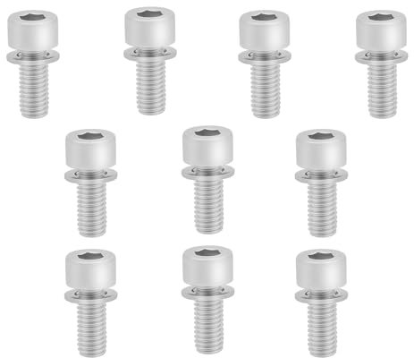 Xcotro 10PCS Bike Water Bottle Cage Bolts Holder Screws with Washers, M5x12mm Hex Socket Stainless Steel Screws with Washers