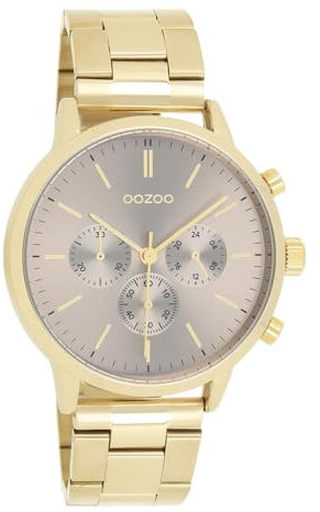 Oozoo Timepieces Herren Uhr in Gold/Taupe| Armbanduhr Herren mit Metallarmband | Schöne Uhr für Männer | Edle Analog Herrenuhr (45mm Gehäuse) in rund C11408
