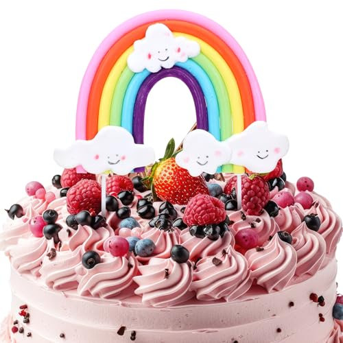 Gjinxi Exquisite Soft Pottery Rainbow Cake Topper, Vibrant Decoration for Magical Rainbow, Colorful Rainbow Cake Decoration Rainbow Theme Cake Supplies for Birthday Party Wedding Cake Decorations