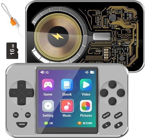 Handheld Console, Consolle Retro Gaming, Videogioco Portatile, Console Retrogaming, Console Giochi Retro, 5000mAh Batteria Supporto Wireless Cablato 6000+ Giochi eBook Film Musica 7 in 1 (Argento)