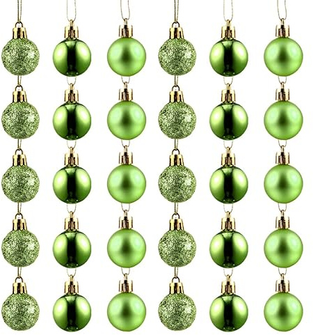 IMIKEYA 48 Stück grüne Mini Weihnachtskugeln 3cm Kunststoff kleine Weihnachtsbaumschmuck grün Christbaumkugeln Ornamente hängende Deko für Weihnachtsdekoration Party