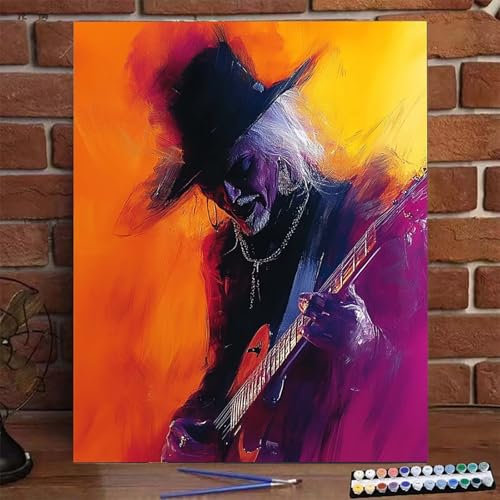 Malen Nach Zahlen Erwachsene Mann, Groß DIY Malen Nach Zahlen mit Rahmen Gitarre, Anfänger Frauen Bastelset, Pinsel und Acrylfarbe, Paint by Numbers Basteln für Home Wand Dekor Geschenk 100X135 CM 1-4