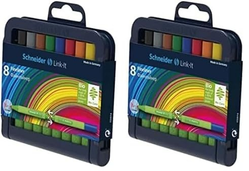 Schneider 191298 Link-It Fineliner (Superfeine Stifte mit 0,4 mm Strichstärke, einfach zusammenstecken und beliebig kombinieren) 8er Stiftebox sortiert (Packung mit 2)